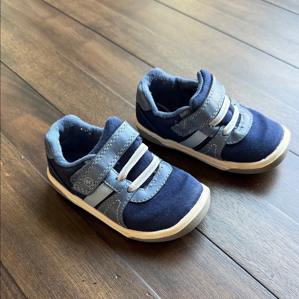 Stride Rite Navy and Light Blue Toddler Sneakers with Hook-and-Loop Straps